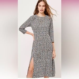 NWT Loft floral long sleeve slit midi dress
